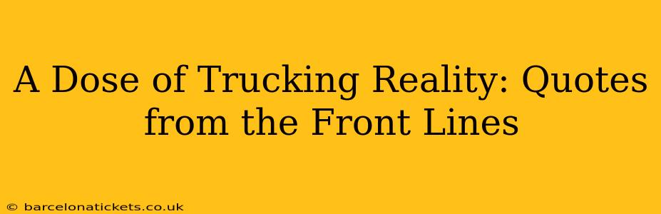 A Dose of Trucking Reality: Quotes from the Front Lines