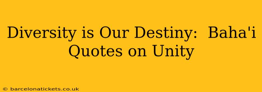 Diversity is Our Destiny:  Baha'i Quotes on Unity