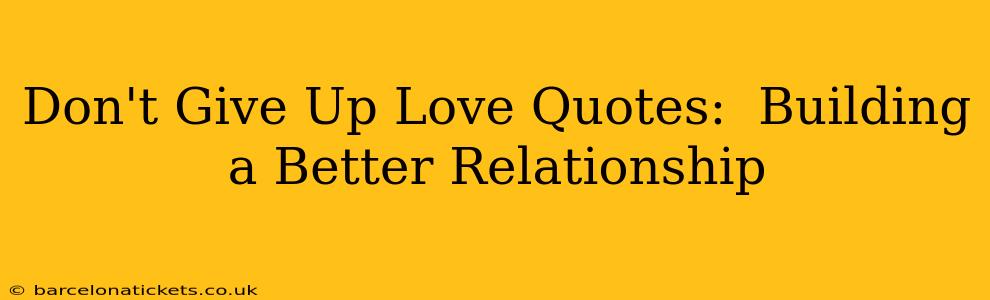 Don't Give Up Love Quotes:  Building a Better Relationship