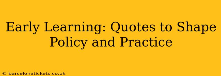 Early Learning: Quotes to Shape Policy and Practice