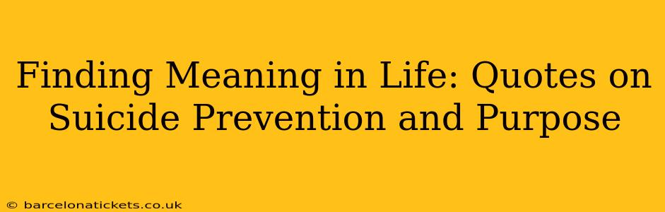 Finding Meaning in Life: Quotes on Suicide Prevention and Purpose