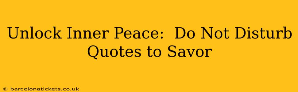 Unlock Inner Peace:  Do Not Disturb Quotes to Savor