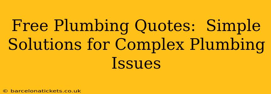 Free Plumbing Quotes:  Simple Solutions for Complex Plumbing Issues