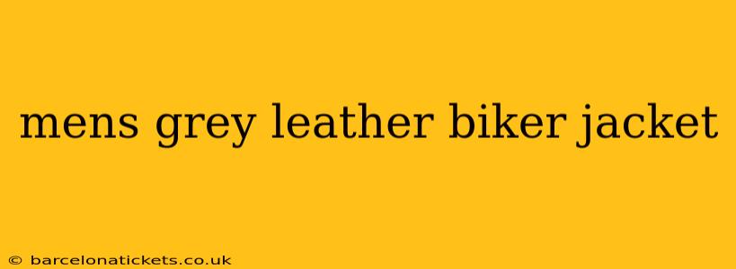 mens grey leather biker jacket