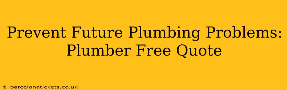 Prevent Future Plumbing Problems: Plumber Free Quote