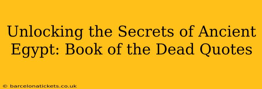 Unlocking the Secrets of Ancient Egypt: Book of the Dead Quotes